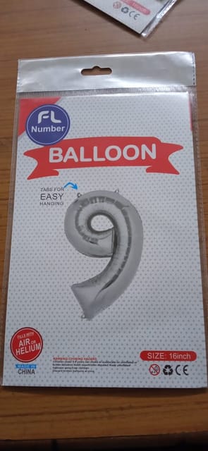 foil number balloon (9) silver