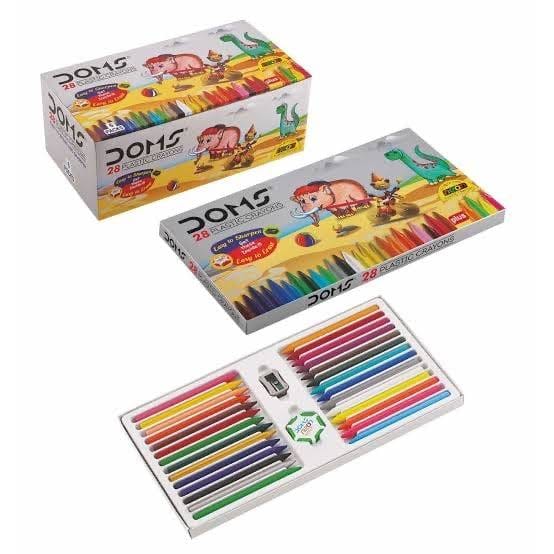 DOMS 28 Shades Plastic Crayons Alongwith 12 Shades Pencils  Colours - Plastic Crayons & Pencils Colours