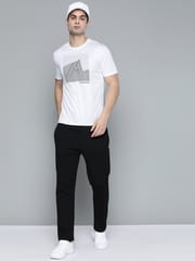 Alcis Men White  Black Typography Striped T-shirt - Quick-Dry