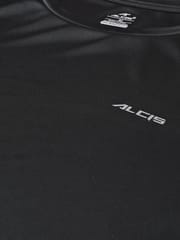 Alcis Men Black Slim Fit Solid Round Neck VIROPROTKT Training T-shirt