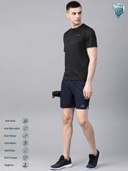 Alcis Men Black Slim Fit Solid Round Neck VIROPROTKT Training T-shirt