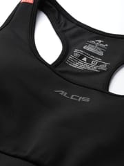 Alcis Black Solid Non-Wired Lightly Padded Training Bra - Quick-Dry