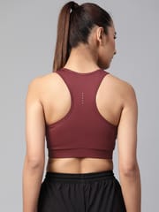 Alcis Maroon Solid Non-Wired Lightly Padded Workout Bra