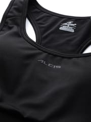 Alcis Black Solid Non-Wired Lightly Padded Workout Bra