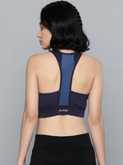 Alcis Navy Blue Non-Wired Lightly Padded 360 Degree Support Workout Bra