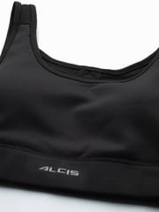 Alcis Black Non-Wired Lightly Padded 360 Degree Support Workout Bra