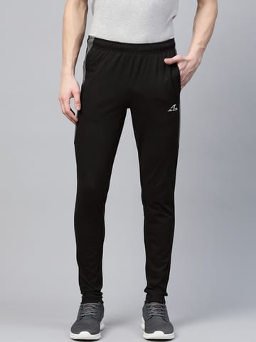 Alcis  Men Black Solid Stretchable Track Pants - Quick-Dry