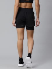 Alcis Women Black Solid Regular Fit Sports Shorts