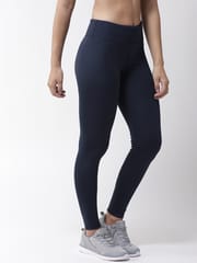 Alcis Women Navy Blue Solid Training Tights