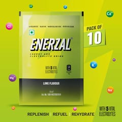Enerzal Energy Drink Powder Lime 100 GM (Pack of 10)