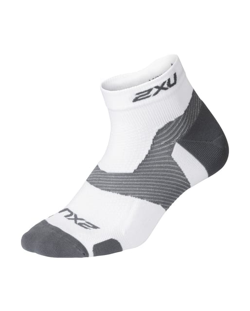 2XU Vectr Light Cushion 1/4 Crew Compression Socks WHT/GRY
