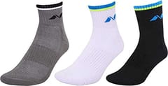 NIVIA Foot Compress Ankle Socks (Pack of 3) Black, White, Grey - Freesize