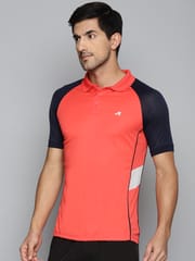 Alcis Men Colourblocked Polo Collar Slim Fit Running T-shirt