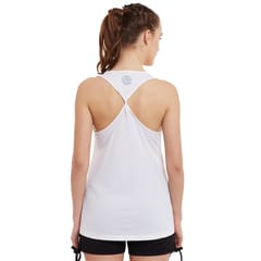 Alcis Women White  Red Printed Tennis Tank T-shirt - Quick-Dry