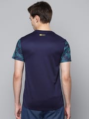 Alcis Men Blue  Green Camouflage Print Slim Fit T-shirt - Quick-Dry
