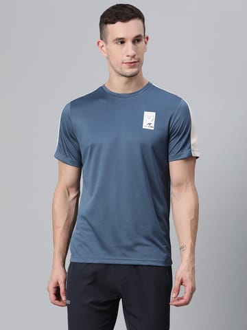 Alcis Men Blue Self Design Round Neck Training T-shirt