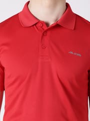 Alcis Men Red Solid T-shirt - Quick-Dry