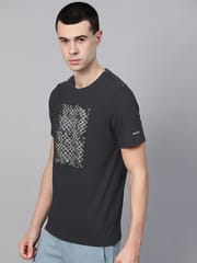 Alcis Men Black Printed Round Neck Running T-shirt - Quick-Dry