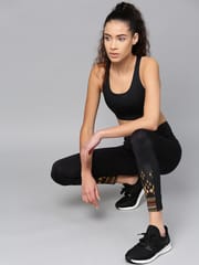 Alcis Women Black Solid Leggings - Quick-Dry