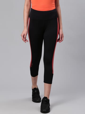 Alcis Women Black Solid Training Tights - Quick-Dry