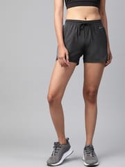 Alcis Women Charcoal Grey Solid Regular Fit Running Shorts - Quick-Dry