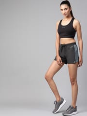 Alcis Women Charcoal Grey Solid Regular Fit Running Shorts - Quick-Dry