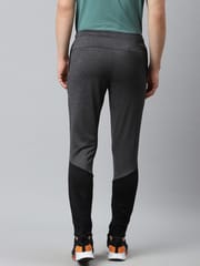Alcis Men Charcoal Grey  Black Colourblocked Slim Fit Mid-Rise Track Pants - Quick-Dry