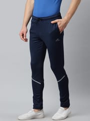 Alcis Men Navy Blue Solid Slim Fit Mid-Rise Track Pants - Quick-Dry