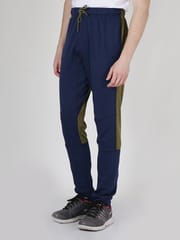 Alcis Men Blue and Olive Brown Running Track Pants - Quick-Dry