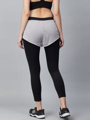 Alcis Women Black  Grey Colourblocked Cropped Running Tights - Quick-Dry