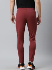 Alcis Men Maroon Solid Slim Fit Mid-Rise Track Pants - Quick-Dry