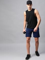 Alcis Men Navy Blue Solid Slim Fit Sports Shorts - Quick-Dry