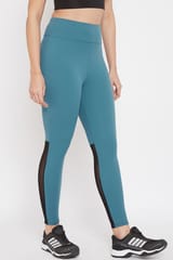 Clovia Snug Fit Active Ankle-Length Tights in Blue - Quick-Dry