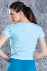 Clovia Comfort Fit Activewear Sports Crop T-shirt Blue - Quick-Dry