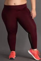Clovia Activewear Sports Ankle Length Tights Maroon- Quick-Dry