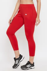 Clovia Activewear Ankle length Tights Red- Quick-Dry