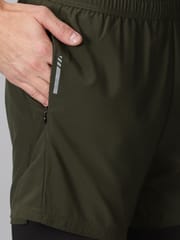 Dares Only Hybrid Run shorts with compression tights - Olive Color