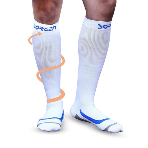 Sorgen Sports Compression Socks For Running, Cycling, White (1 Pair)