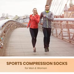 Sorgen Sports Compression Socks For Running, Cycling, Grey and Orange (1 Pair)