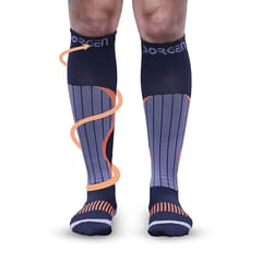 Sorgen Sports Compression Socks For Running, Cycling, Grey and Orange (1 Pair)