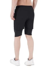 NAVYFIT Men's Running Active Wear Double Layer Shorts (MRS06) (Pack of 4) Black