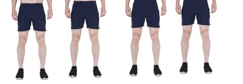 NAVYFIT Men's Running, Gym, Yoga, Sport Shorts (MRS01) (Pack of 4) Navy Blue