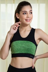 Clovia Medium Impact Padded Non-Wired Racerback Bra with Removable Cups - Quick-Dry