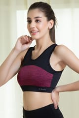 Clovia Medium Impact Padded Non-Wired Racerback Bra with Removable Cups - Quick-Dry