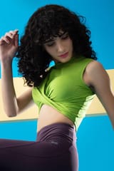 Clovia Comfort-Fit Front Knot Active Crop Top - Quick-Dry