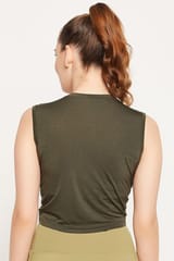 Clovia Comfort-Fit Front Knot Active Crop Top - Quick-Dry