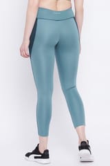 Clovia Snug Fit Active Mid-Rise Ankle-Length Tights in Baby Blue - Quick-Dry