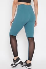 Clovia Snug Fit Active Ankle-Length Tights in Blue - Quick-Dry