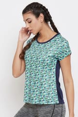 Clovia Activewear Printed Short Sleeve Sports T-shirt - Quick-Dry