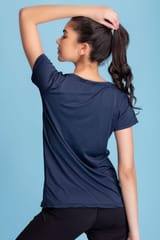 Clovia Activewear Short Sleeve T-Shirt Blue - Quick-Dry